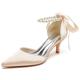 Women's Wedding Shoes Ladies Shoes Valentines Gifts White Shoes Strappy Heels Wedding Party Daily Wedding Heels Bridal Shoes Bridesmaid Shoes Imitation Pearl Ribbon Tie Low Heel Pointed Toe Elegant