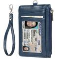 Leather Credit Card Holder Men Women Rfid Business ID Badge Case Porte Bus Card Pass Name Card Cover Slim Wallet With Lanyard