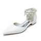 Women's Wedding Shoes Flats White Shoes Wedding Party Daily Wedding Flats Bridal Shoes Bridesmaid Shoes Imitation Pearl Flat Heel Pointed Toe Elegant Cute Luxurious PU Ankle Strap White Beige
