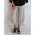 Women's Pants Trousers Linen Cotton Blend Plain Black Dark navy Casual Daily Ankle-Length Weekend Spring Summer