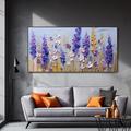 Hand painted Purple Iris Romantic Garden Palette Knife Blue PAINTING Hand painted Minimalist Floral 3D Oil Painting Modern Creative Home Decor Bright Landscape Wall painting