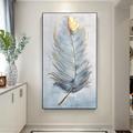 Abstract White Feather Canvas Painting hand painted Pop Modern Decorative Picture gold Feather painting Wall Art Picture for Living Room Entrance art painting