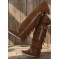 Per donna Stivali Stivali da Cowboy Scarpe in Camoscio Taglie Forti All'aperto Quotidiano Tinta unica Stivali Sopra il Ginocchio Stivali Alti Nappa Zeppa Tacco Nascosto Punta Tonda Elegante Bohemien