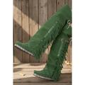 Per donna Stivali Stivali da Cowboy Scarpe in Camoscio Taglie Forti All'aperto Quotidiano Tinta unica Stivali Sopra il Ginocchio Stivali Alti Nappa Zeppa Tacco Nascosto Punta Tonda Elegante Bohemien