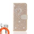 custodia per telefono cavo di ricarica multi veloce 3 in 1 per iphone 15 14 13 12 11 pro max mini se x xr xs max 8 7 plus custodia a portafoglio flip cover con supporto per supporto bling glitter strass lucido in pelle sintetica