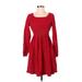 Kayce Hughes Casual Dress - Fit & Flare: Red Dresses - Women's Size 4
