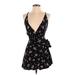 Free People Romper V-Neck Sleeveless: Black Print Rompers - Women's Size 2