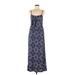 Stella Tweed Casual Dress - Maxi: Blue Paisley Dresses - Women's Size Medium