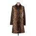 Maggy London Jacket: Knee Length Brown Leopard Print Jackets & Outerwear - Women's Size 6