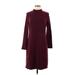 Banana Republic Factory Store Casual Dress - Sweater Dress Mock 3/4 sleeves: Burgundy Dresses - Women's Size Medium