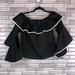 Zara Tops | New! Zara Basic Off The Shoulder Crop Top Size Xs | Color: Black/White | Size: Xs