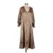 VICI Casual Dress - Midi V Neck 3/4 sleeves: Brown Dresses - Women's Size Small