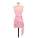 Fashion Nova Cocktail Dress - Mini Strapless Sleeveless: Pink Print Dresses - Women's Size Small