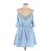 Shein Casual Dress - Mini Plunge 3/4 sleeves: Blue Print Dresses - Women's Size Large