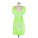 Venus Casual Dress - Mini V Neck Short sleeves: Green Dresses - Women's Size Large