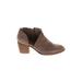 Silent D Ankle Boots: Slip-on Stacked Heel Bohemian Brown Solid Shoes - Women's Size 36 - Almond Toe