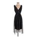 DKNY Casual Dress - Wrap Plunge Sleeveless: Black Print Dresses - New - Women's Size 4