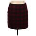 Eddie Bauer Wool Skirt: Burgundy Grid Bottoms - Women's Size 18