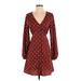 Le Lis Casual Dress - Wrap: Burgundy Hearts Dresses - Women's Size Small