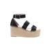 Antonio Melani Wedges: Espadrille Platform Boho Chic Black Solid Shoes - Women's Size 7 1/2 - Open Toe