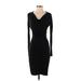 Elie Tahari Casual Dress - Party Cowl Neck Long Sleeve: Black Solid Dresses - Women's Size X-Small