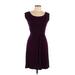 Gilli Casual Dress - A-Line Scoop Neck Sleeveless: Burgundy Solid Dresses - Women's Size Large