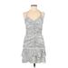 Jessica McClintock Cocktail Dress - Mini: White Zebra Print Dresses - New - Women's Size 8