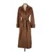 Lauren by Ralph Lauren Jacket: Knee Length Brown Print Jackets & Outerwear - Women's Size 2