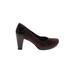 Clarks Heels: Slip-on Chunky Heel Minimalist Burgundy Print Shoes - Women's Size 6 1/2 - Round Toe