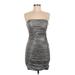 City Triangles Cocktail Dress - Bodycon Open Neckline Sleeveless: Silver Print Dresses - Women's Size 9