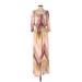 Lascana for Venus Casual Dress - Maxi: Brown Acid Wash Print Dresses - Women's Size X-Small