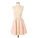 Lauren James Casual Dress - Fit & Flare: Pink Brocade Dresses - New - Women's Size Small