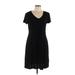 Marc New York Andrew Marc Casual Dress V-Neck Short sleeves: Black Solid Dresses - Women's Size Large