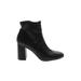 ABound Ankle Boots: Slouch Chunky Heel Casual Black Print Shoes - Women's Size 12 - Almond Toe