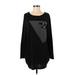 Allegra K Casual Dress - Mini Scoop Neck Long sleeves: Black Print Dresses - Women's Size Small