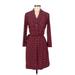 Donna Morgan Casual Dress - Shirtdress: Red Chevron/Herringbone Dresses - Women's Size 6