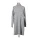 Uniqlo Casual Dress - Sweater Dress High Neck Long sleeves: Gray Marled Dresses - Women's Size Small