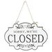 Store Accessory Wear-resistant Open Closed Sign Wood Bar Decor Hanging Office The Door White
