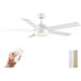 52 inch White Ceiling Fans with Lights and Remote Control Dimmable 3-Color Temperature Quiet Reversible Motor Wooden 5 Blades LED Modern Ceiling Fan for Bedroom Living Room Dining Room