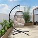 Patio Wicker folding Hanging Chair Rattan Swing Hammock Egg Chair with X type Base and C Type with cushion and pillow for Patio Bedroom Balcony Indoor Outdoor