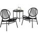 Patio Furniture Set 3 Pieces Garden Bistro Set Acapulco Chairs Outdoor Seating Side Table and 2 Chairs Indoor and Outdoor Conversation Set Balcony Porch Ink Black UGGF021B01