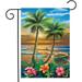 Hawaii Sunset in Paradise Garden Flag Summer Tropical Palm Trees 12x18h Outdoor Indoor Decoration Custom Flag Polyester