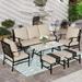 durable VALLEY Patio Conversation Set 4 PCS Outdoor Furniture Set Metal Sofa Set Rocking Swvel Chair with Thick Upgrade Cushion and Coffee Table Beige\u2026