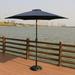 8.8 feet Outdoor Aluminum Patio Umbrella Patio Umbrella Market Umbrella with 33 pounds Round Resin Umbrella Base Push Button Tilt and Crank lift Navy Blue