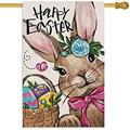 Home Decorative Happy Easter Rabbit Bunny House Flag Colorful Easter Eggs Garden Yard Outside Decorations