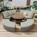 Patio Round Rattan Sectional Sofa Set 5 Pieces All-Weather PE Wicker Sunbed Daybed with Round Liftable Table and Washable Cushions for Outdoor Backyard Poolside Gray