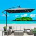 Square 2.5X2.5M Outdoor Patio Umbrella Solar Powered LED Lighted Sun Shade Market Waterproof 8 Ribs Umbrella with Crank and Cross Base for Garden Deck Backyard Pool Shade Outside Deck Swimming Pool