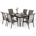 durable VILLA Outdoor Dining Set for 8 Patio Table and Chairs Set with 8 Padded Deep Seating Swivel Dining Chairs & Full Metal Extendable Table Outside Furniture Dining Set for Pool