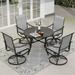 Sophia & William 5 Piece Outdoor Patio Dining Set Textilene Chairs and 42 Round Table Furniture Set Gray