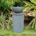 35.5 Polyresin Gray Zen Bowl Water Fountain Outdoor Bird Feeder /Bath Fountains Relaxing Water Feature for Garden Lawn Backyard Porch